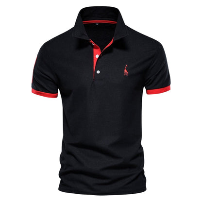 Ethan – Slanke Pasvorm Poloshirt met Knoopkraag en Korte Mouwen