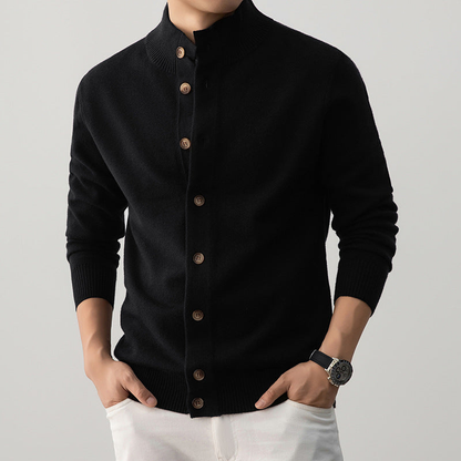 Henry – Gilet long à manches longues et col montant boutonné