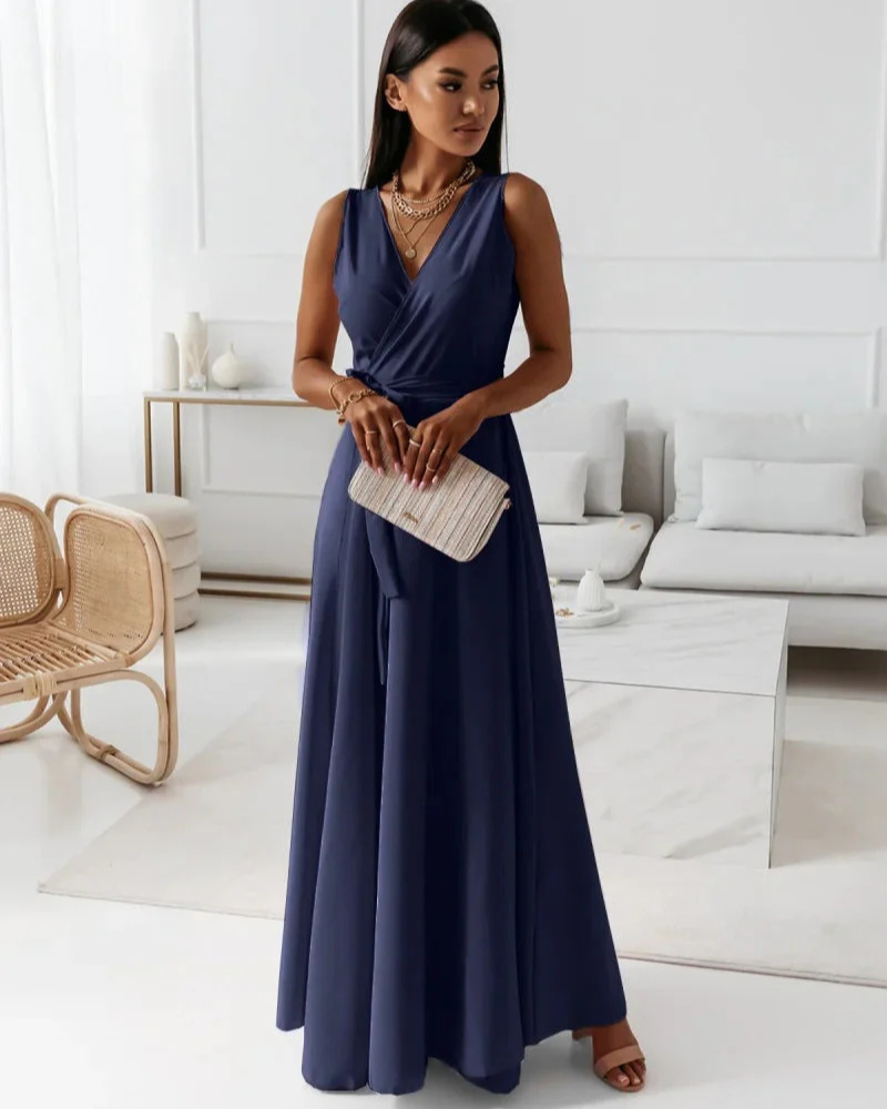 Sophie – Robe longue femme à col en V