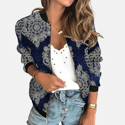 Damen Retro Bomberjacke mit Print – Zoë