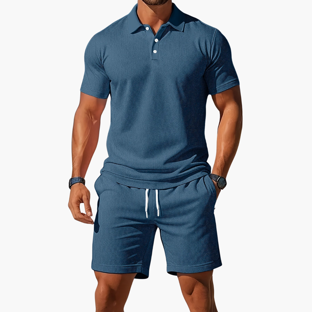 Louis – Ensemble polo à manches courtes et short à taille à cordon homme
