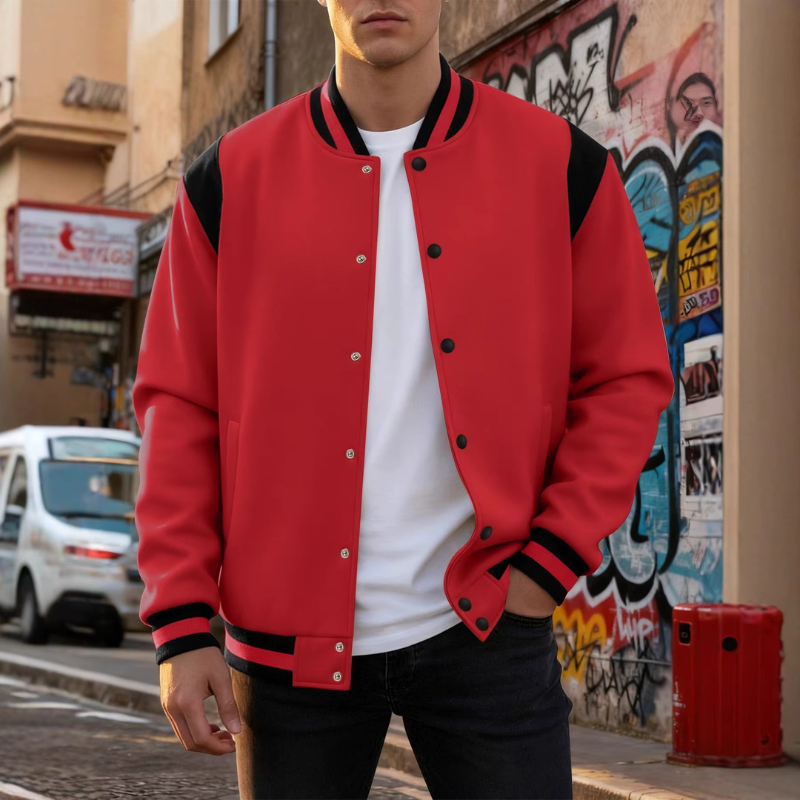Mark - Long Sleeve Jacket with Button Closure and Side Pockets