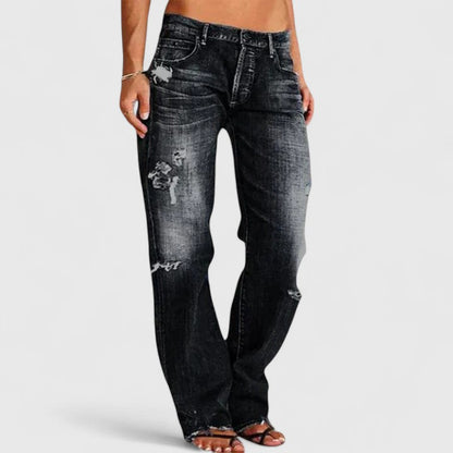 Retro Chic | Dam Jeans med Lätt Lös Silhouette