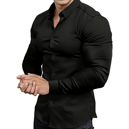 Brenor | Herenkatoenen poloshirt met lange mouwen – Klassiek casual overhemd met knopen