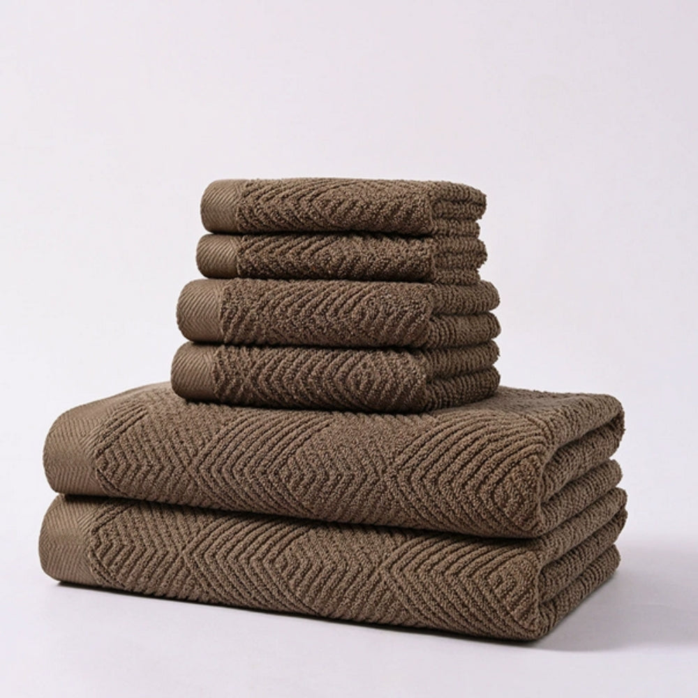 Handtuchset mit Zickzack-Muster – 6-teilig aus 100% Baumwolle