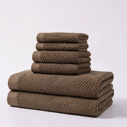 Handtuchset mit Zickzack-Muster – 6-teilig aus 100% Baumwolle