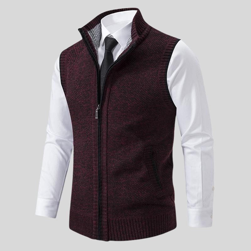 Mark- Sleeveless Vest with Stand Collar and Zip Closure | Side Pockets | Sizes XS–2XL | Grey, Light Grey, Red, Black