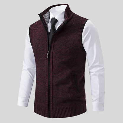 Mark- Sleeveless Vest with Stand Collar and Zip Closure | Side Pockets | Sizes XS–2XL | Grey, Light Grey, Red, Black