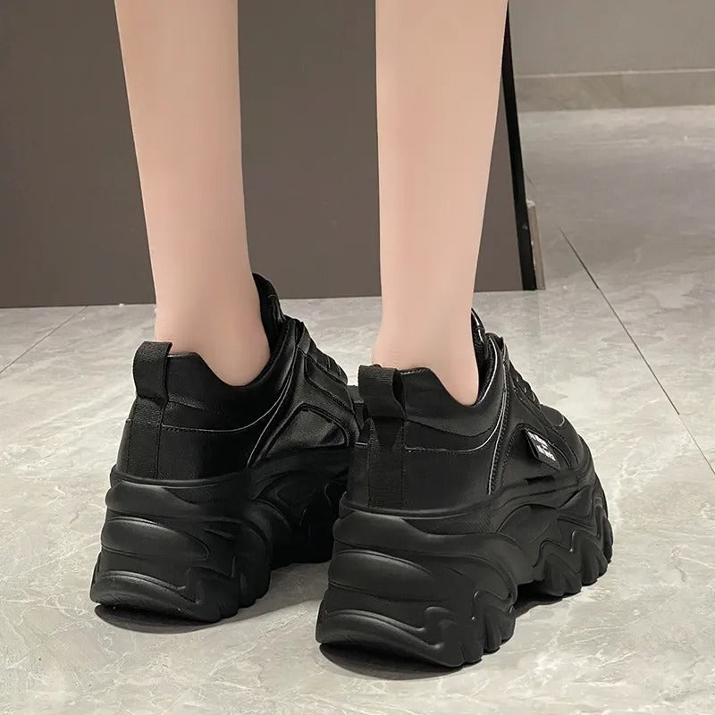 Ella – Chunky Sole Lace-Up Sneakers with Round Toe | Bold Style for Everyday Wear