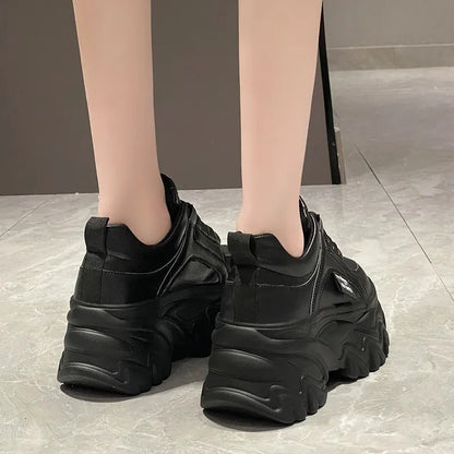 Ella – Chunky Sole Lace-Up Sneakers with Round Toe | Bold Style for Everyday Wear