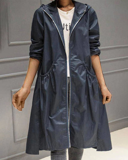 Mittellange Jacke mit Kapuze im koreanischen Stil
