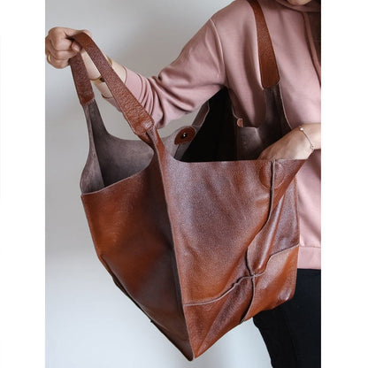 Marcella - Oversized Vintage Leather Shoulder Bag