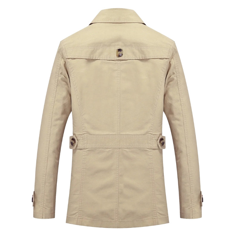 Easton - Lange trenchcoat met knoopsluiting en meerdere zakken