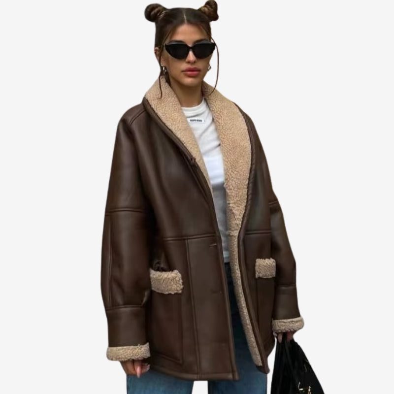 Amelie – Manteau doublé en polaire avec col à revers et poches