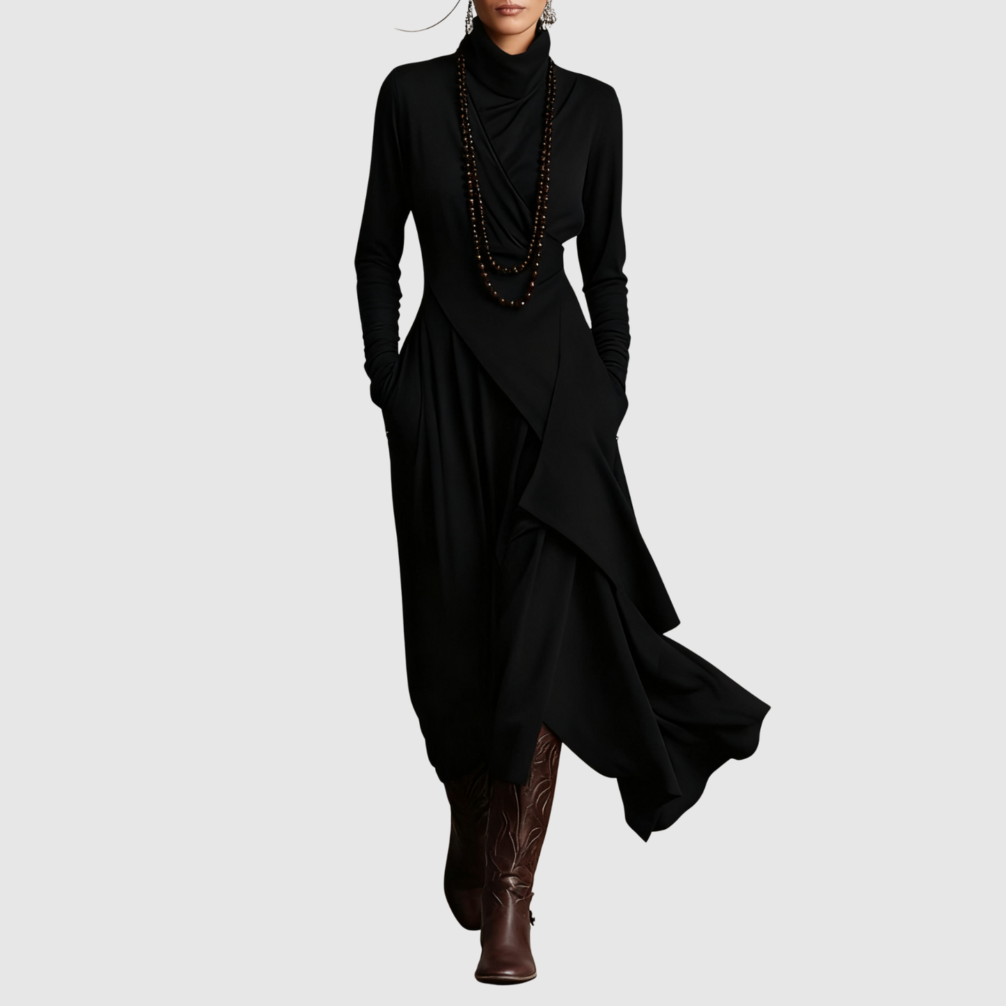 Eliška – Elegancka asymetryczna sukienka maxi o luźnym kroju