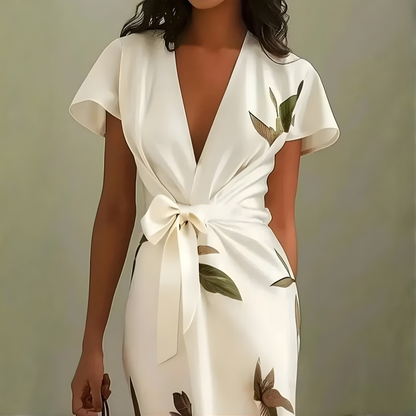 Valeria | Elegant omslagskjole med botanisk print