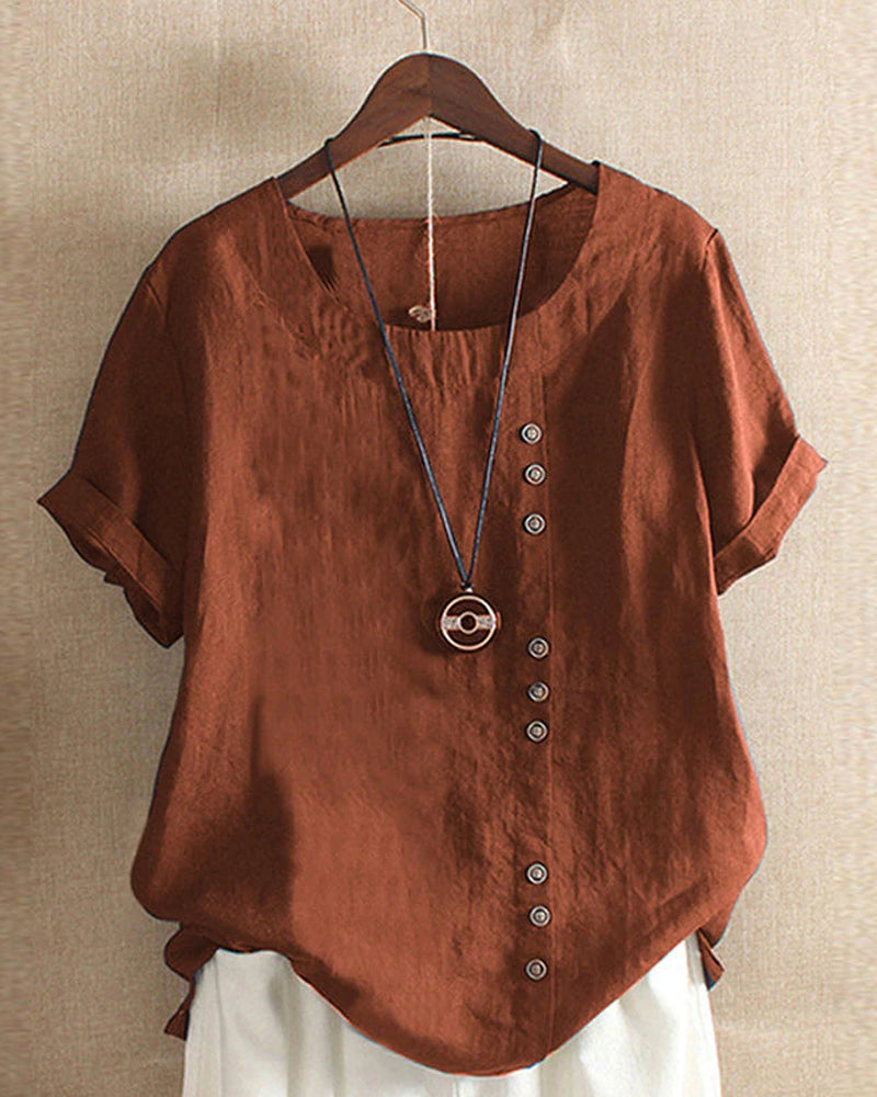 Beatrice | Women Button Detail casual z krótkim rękawem blouse