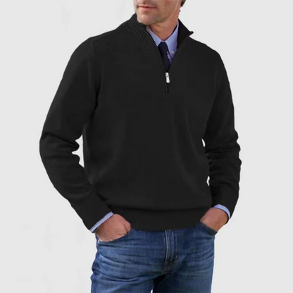 Herren Strick Pullover mit Viertelreißverschluss | Stehkragen