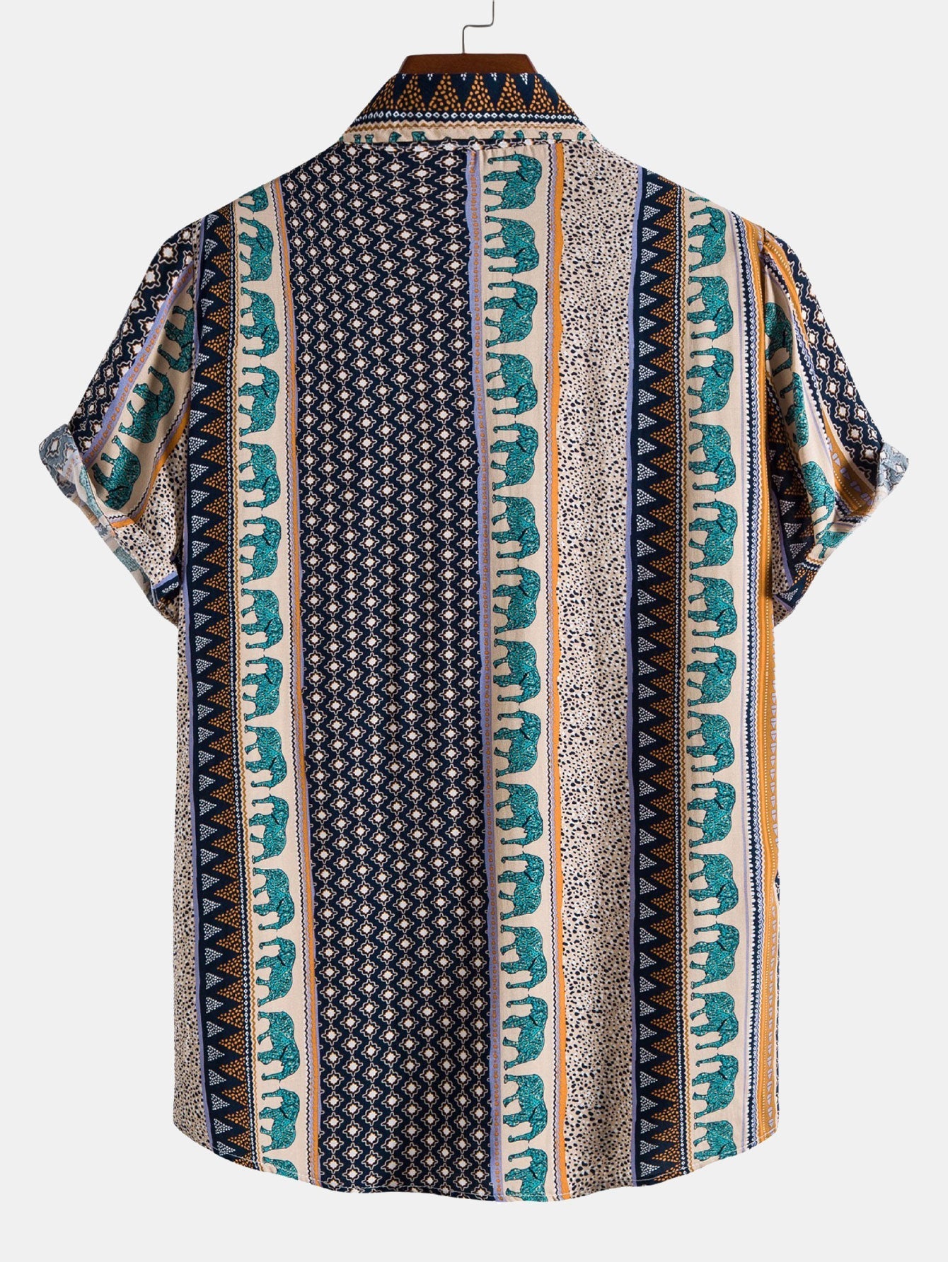 Marvion – Geometrisches Elefanten Print Hemd