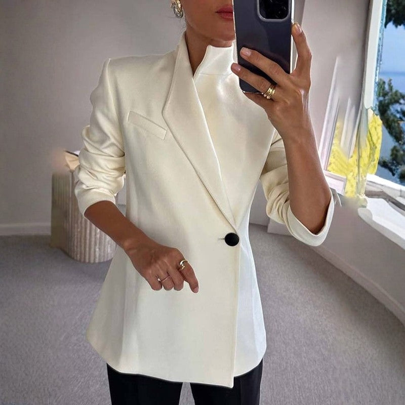 Blazer femme slim boutonné manches longues