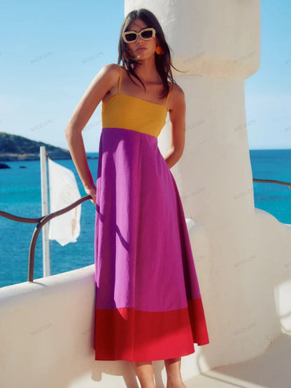 Agneta | Vestido Midi de Verano con Tirantes Finos para Mujeres