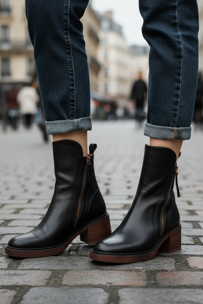 Valorine™ | Botine elegante din piele cu toc confortabil