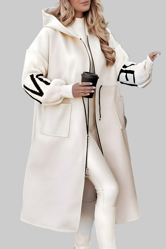 Elena | Women's Jacket with Knit Sleeves and Hood
