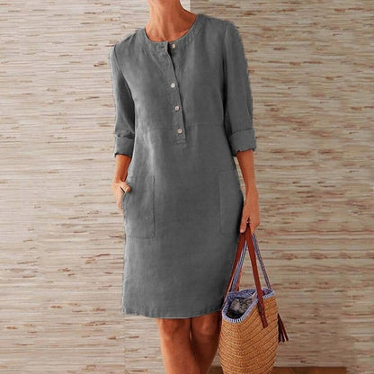 Harper | Women's Shirt Dress With Mandarin Collar And Button Front | Casual