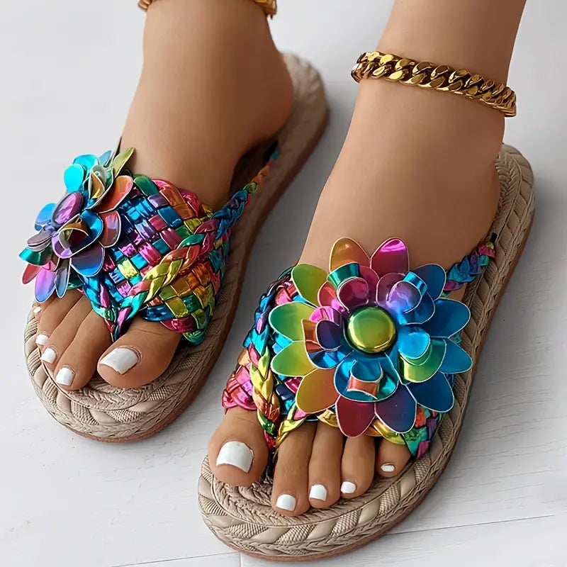 Rainbow Blooms Floral Sandals