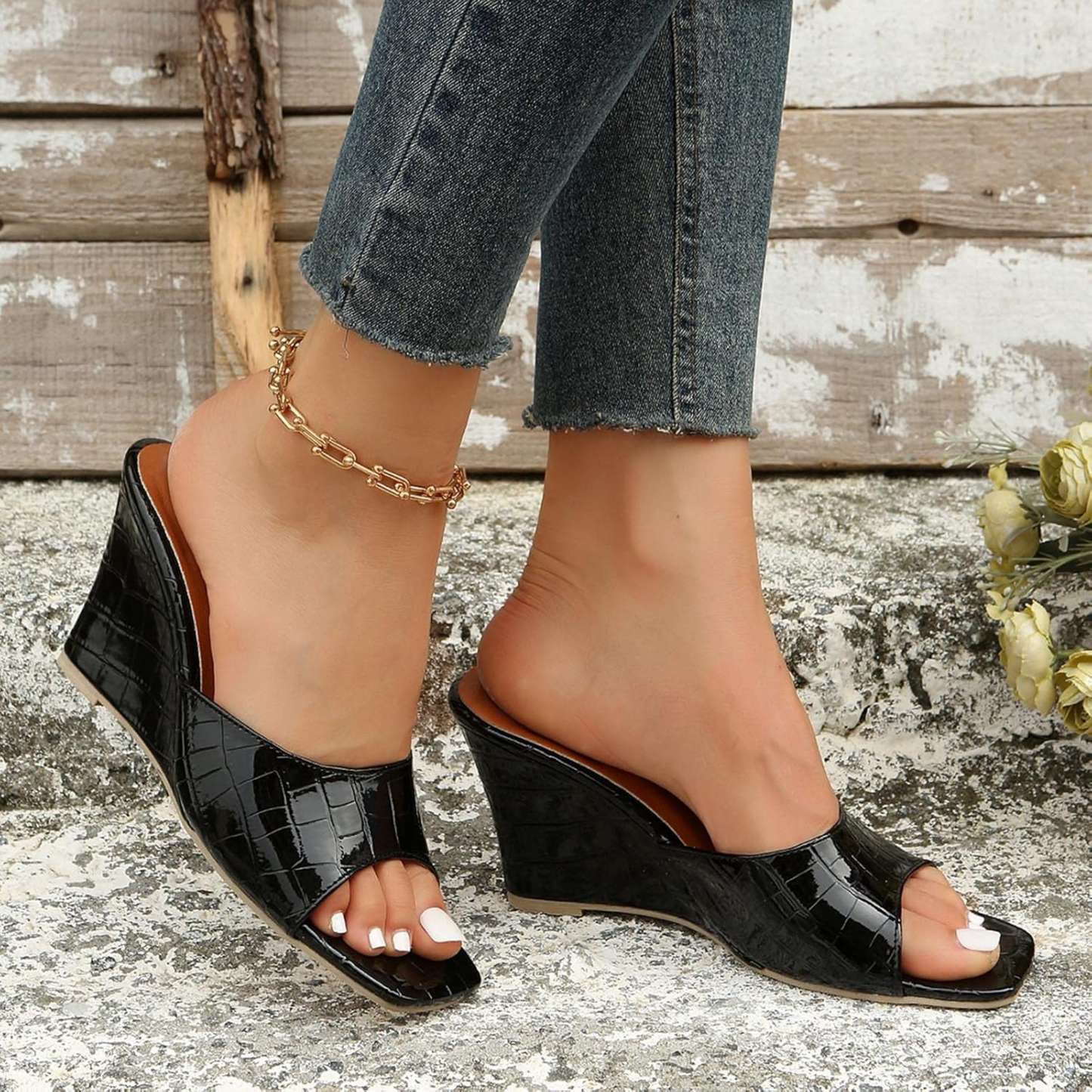 Women's Leather Wedge Cushioned Shoes