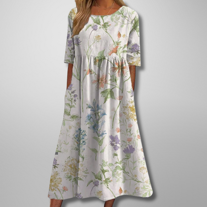 Florine | Elegant Floral Midi Dress
