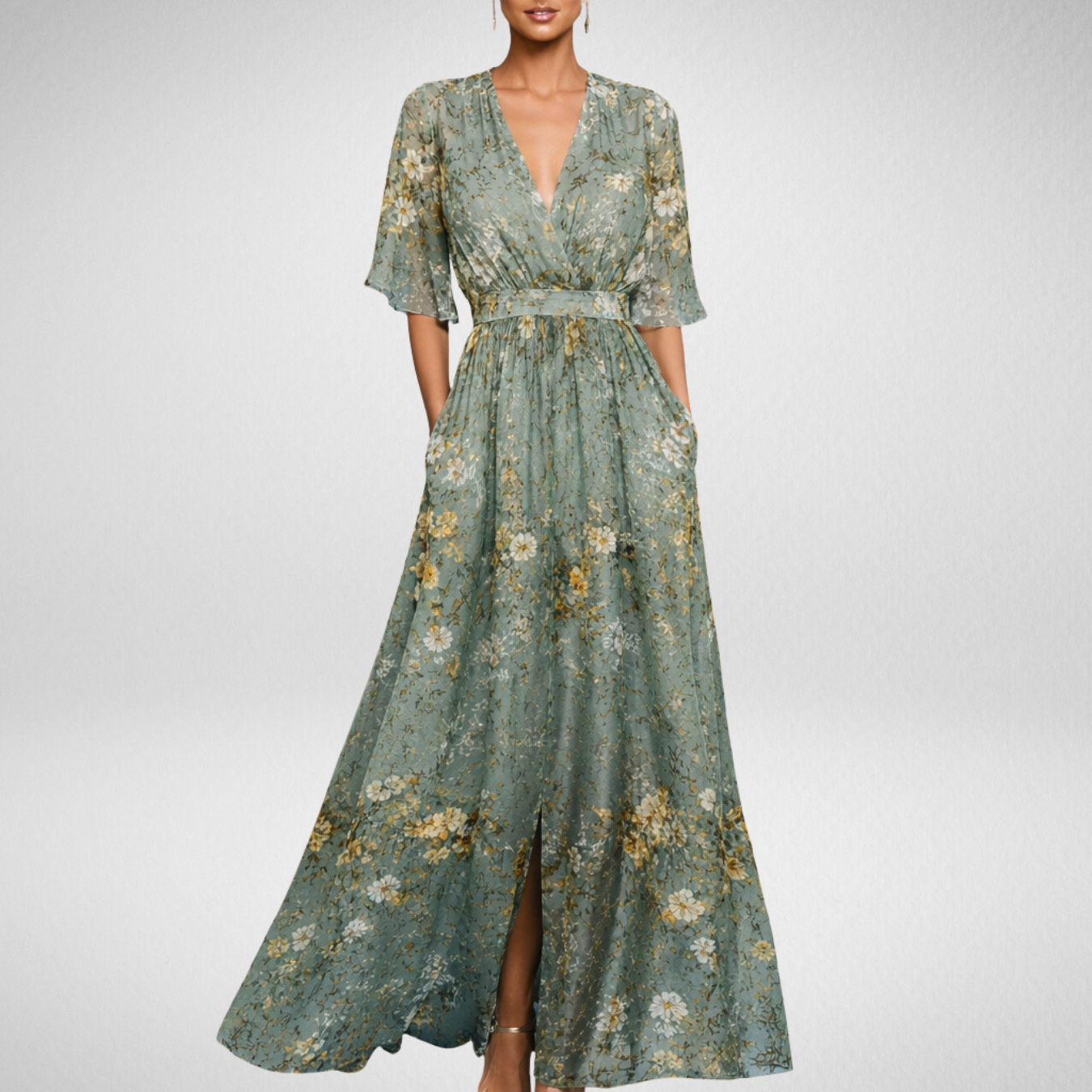 Valentina | Abito Maxi Elegante con Scollo Profondo