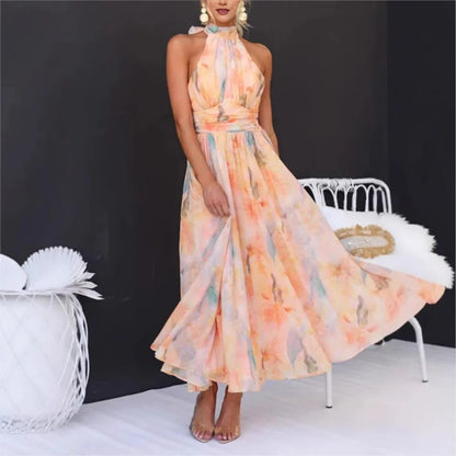 Serafina – Abito halter effetto acquerello