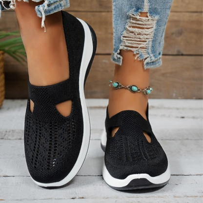 Buty damskie wsuwane sportowe | z siateczką i grubą podeszwą