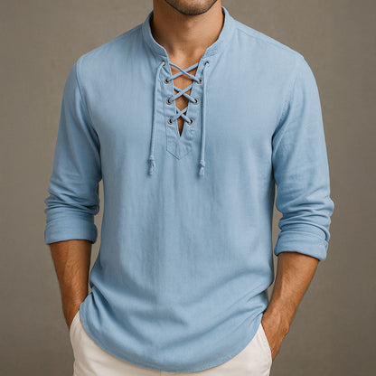Valhalla Linen Men Vibe Lace Up Shirt