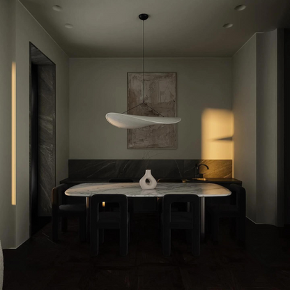 Japandi Deckenleuchte Seide, Rundes Design, Höhenverstellbar