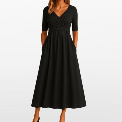 Women V Neck Maxi Dress A Line
