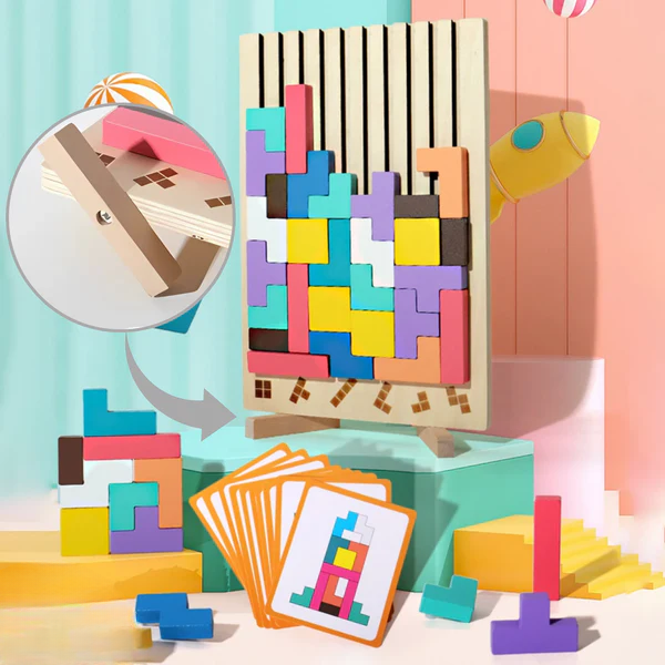 Holz-Tetris-Puzzle – Buntes Bauspiel ab 5 Jahren