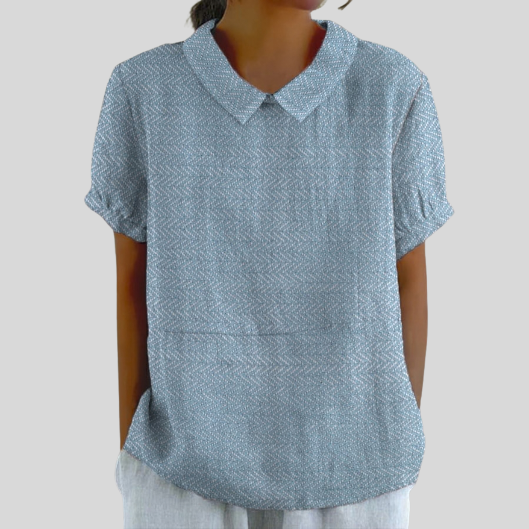 Adriana | Blusa Texturizada Azul de Estilo Minimalista