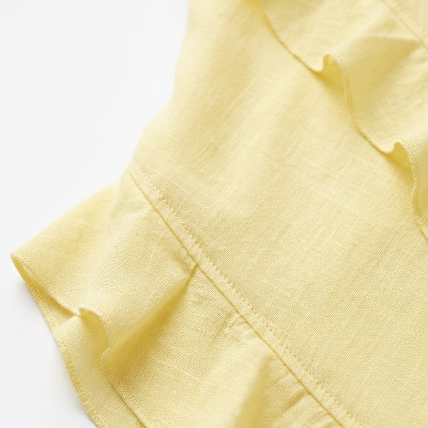 Robe Longue à Volants avec Col en V et Bretelles Spaghetti en Polyester