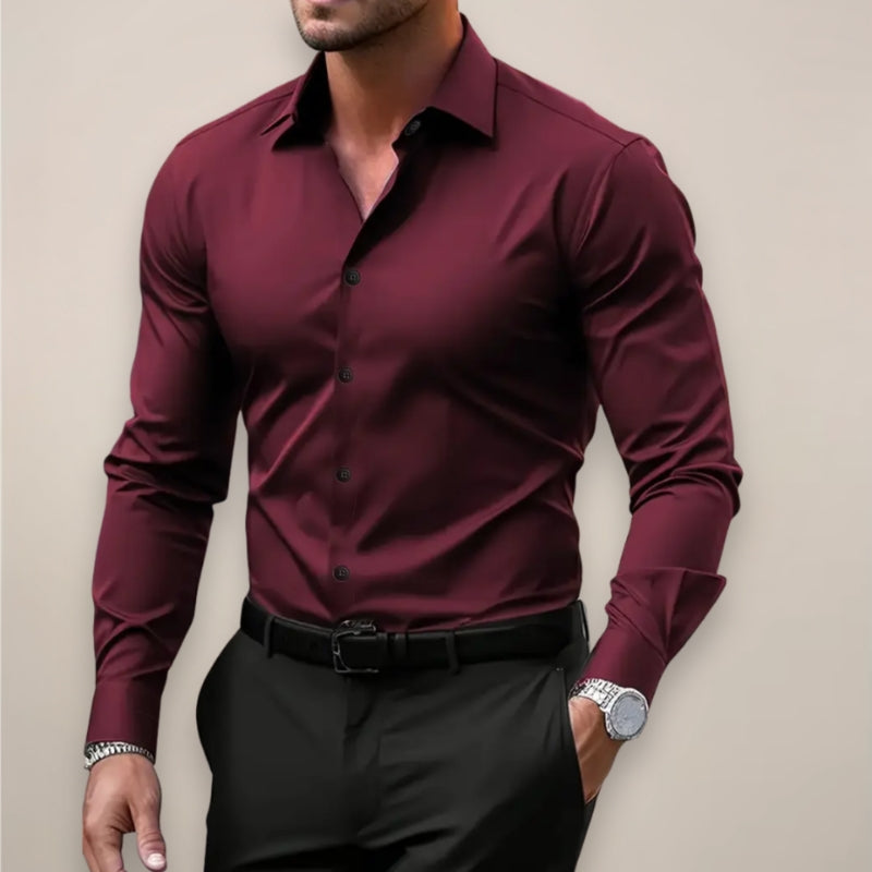 Men’s Slim Fit Long Sleeve Button-Up Shirt