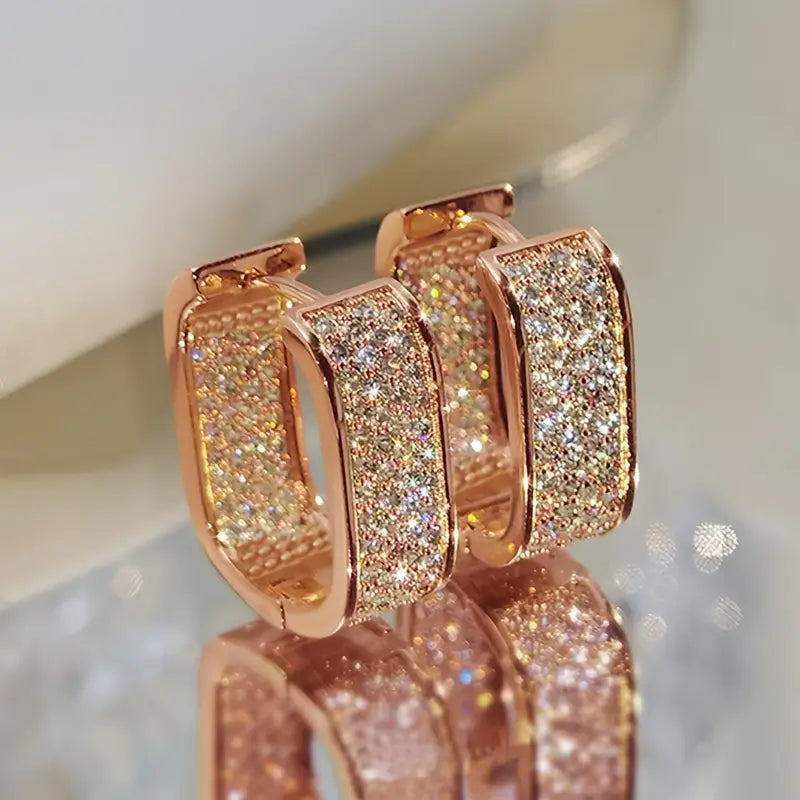 Brincos de Argola de Cristal de Luxo