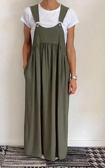 Regla - Lockeres Kleid Aus Baumwolle Und Leinen Mit Hosenträgern