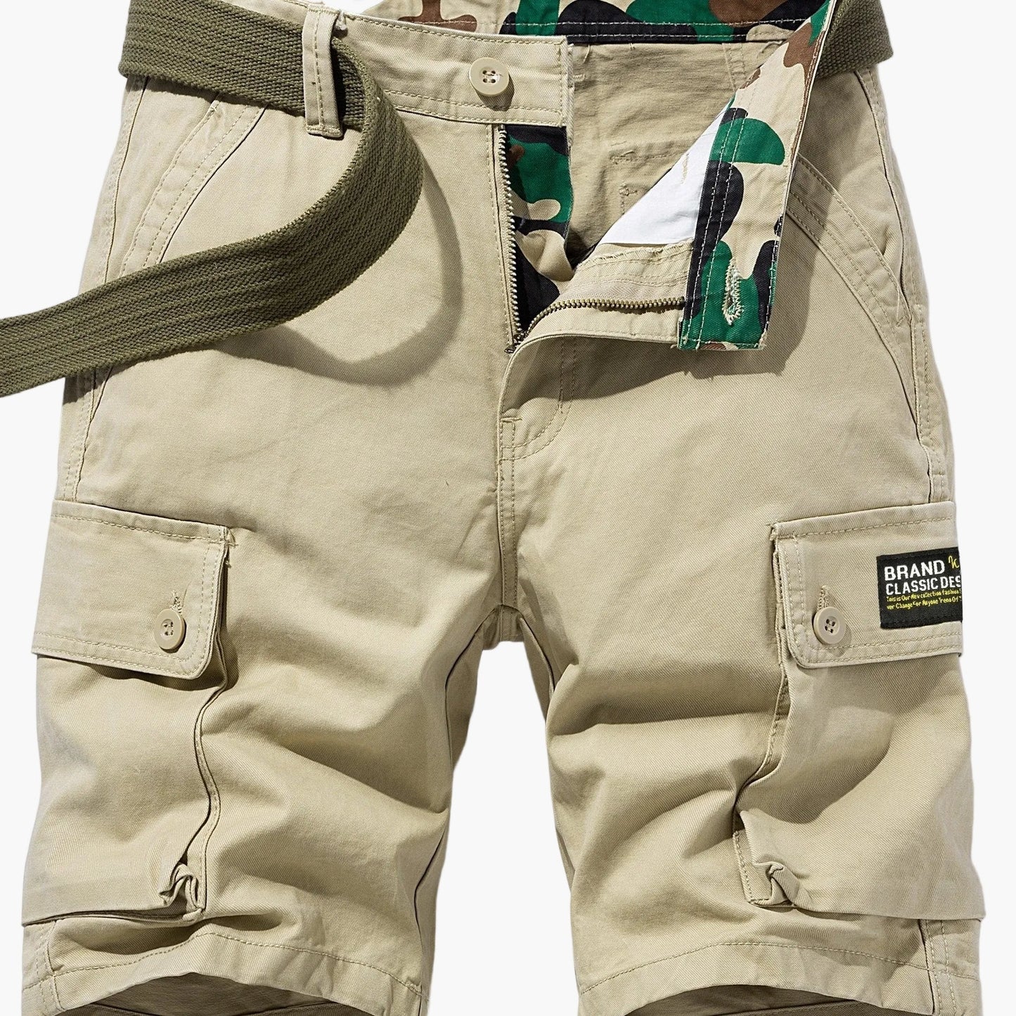 Men's Casual Cargo Shorts with Belt and Pockets