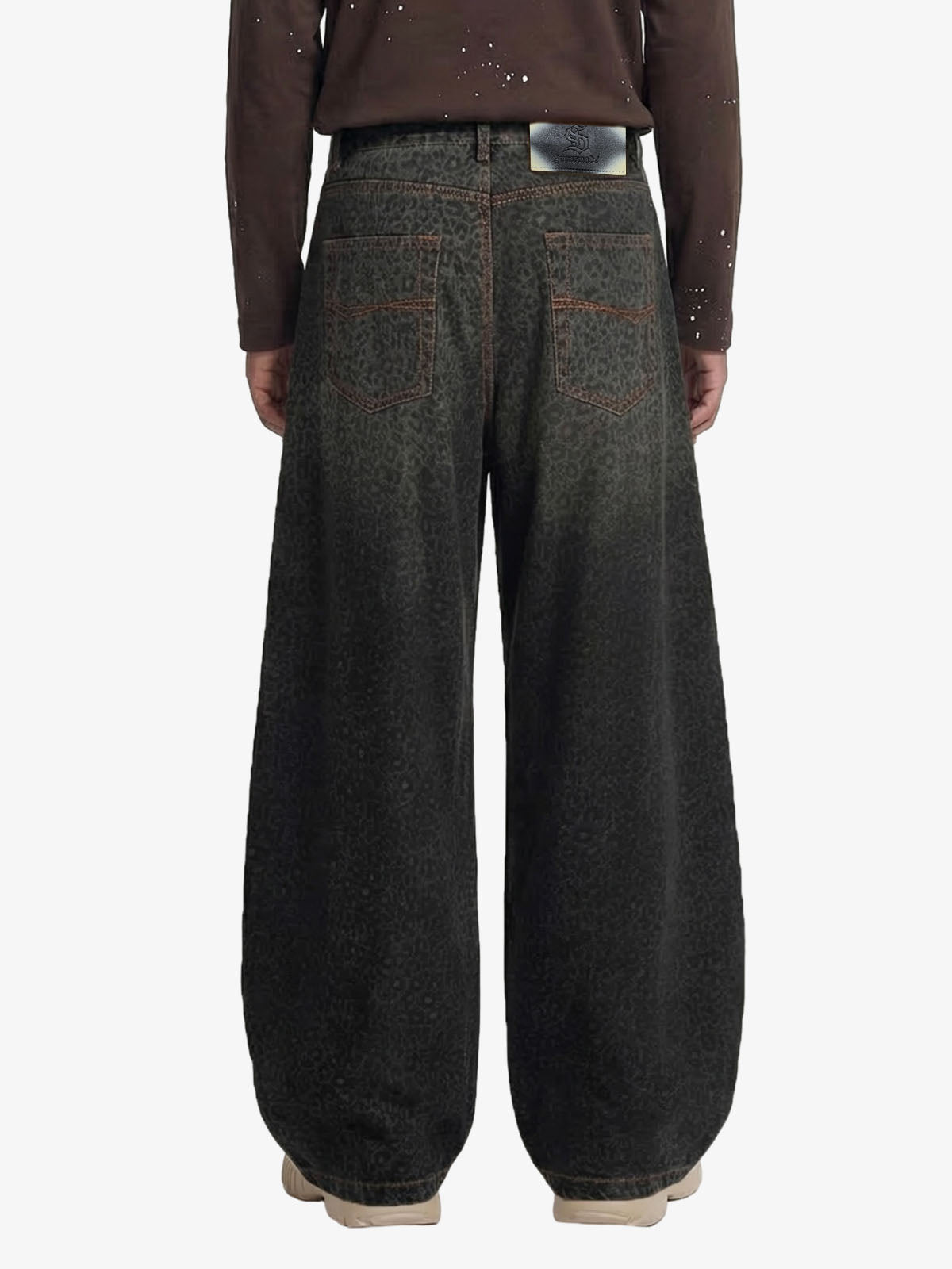 Leopard Print Denim Barrel Jeans