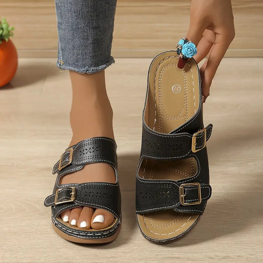 ComfiSole | Dames Orthopedische Leren Sandalen – Open Teen Comfort Zomersandalen