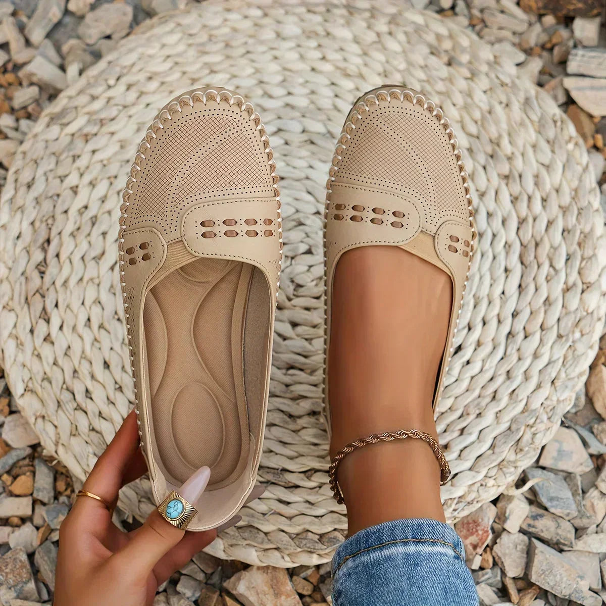 Abigail | Women’s Perforated Comfort Slip On Loafers