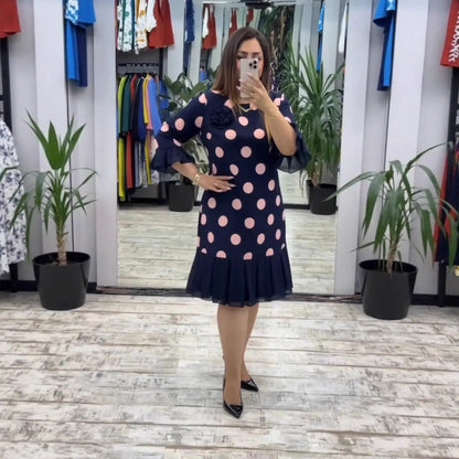 Cárina | Vestido Plissado com padrão às pintas