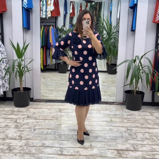 Cárina | Vestido Plissado com padrão às pintas