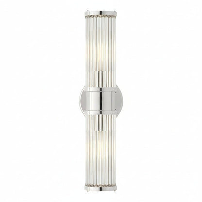 Freyza - Fluted Glass Wall Sconce | Cylinder Gold Chrome E14 30-45cm / 12-18in - Modern Vanity Light